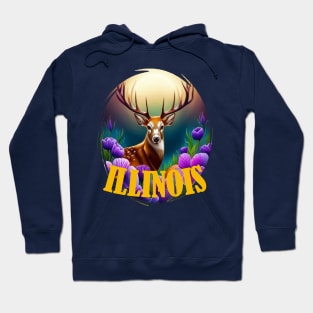 White-tailed Illinois Deer With Violets Hoodie